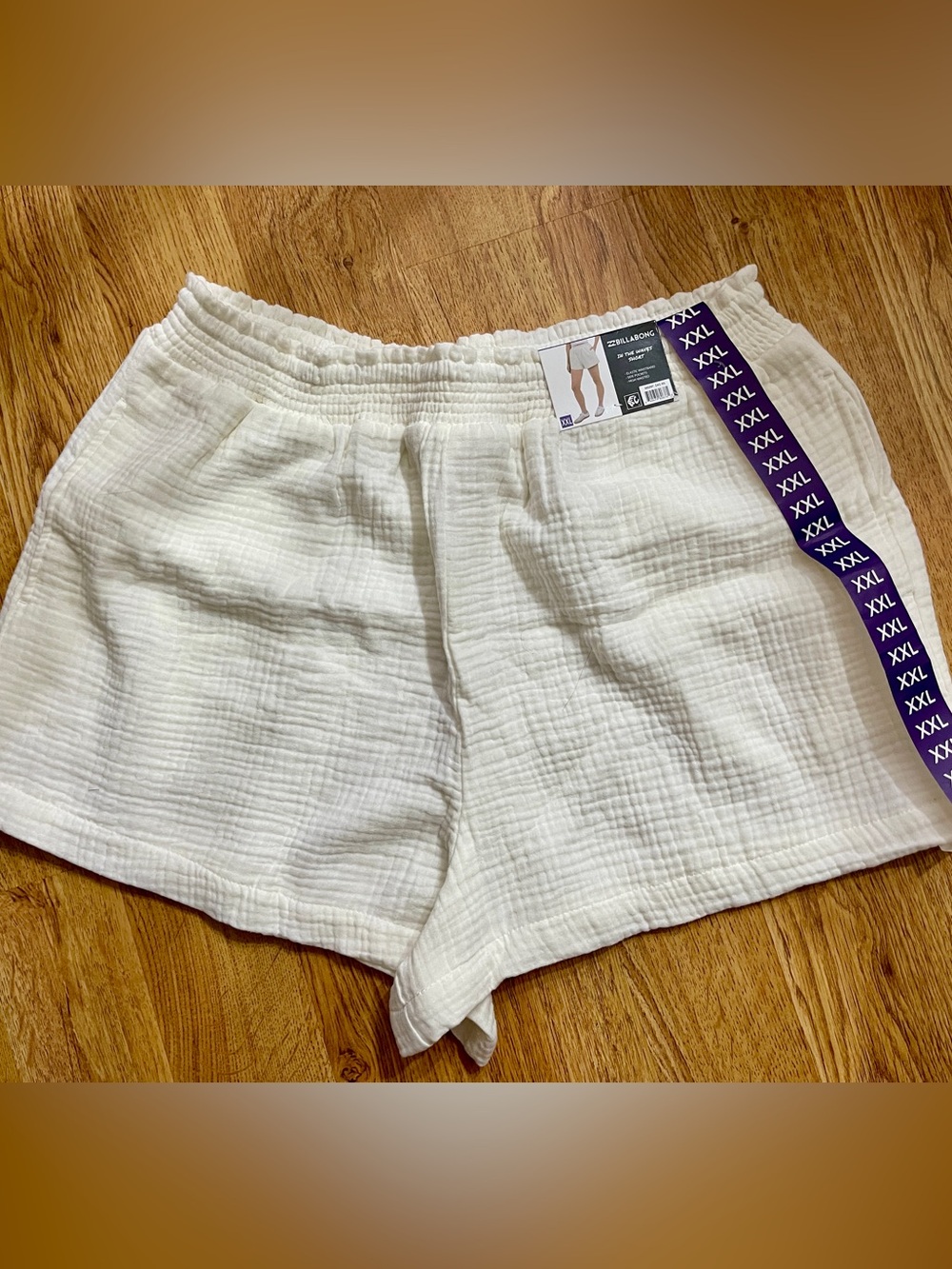 Billabong White High-Waist Gauze Pull-On Shorts